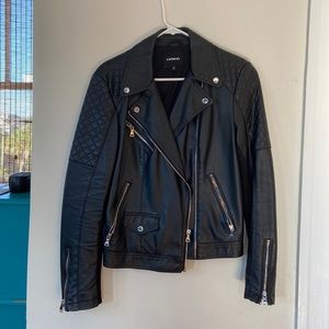 Express Faux Leather Moto Jacket in Black